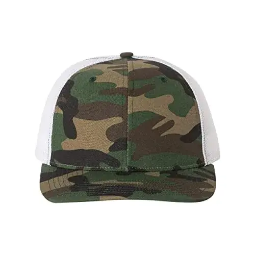 Richardson Unisex Green Camo/White Trucker Baseball Cap - One Size - main product image