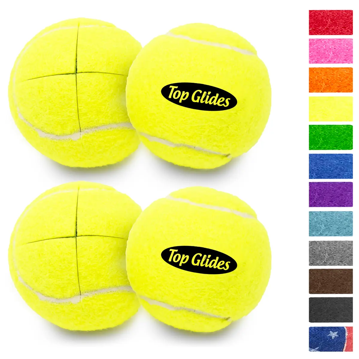 Top Glides Precut Walker Tennis Ball Glides - Yellow - 2 Pairs | Durable Rubber Replacement for Walkers - view 6