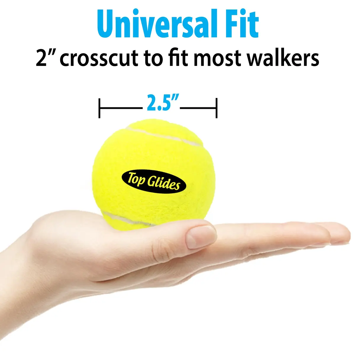 Top Glides Precut Walker Tennis Ball Glides - Yellow - 2 Pairs | Durable Rubber Replacement for Walkers - view 4