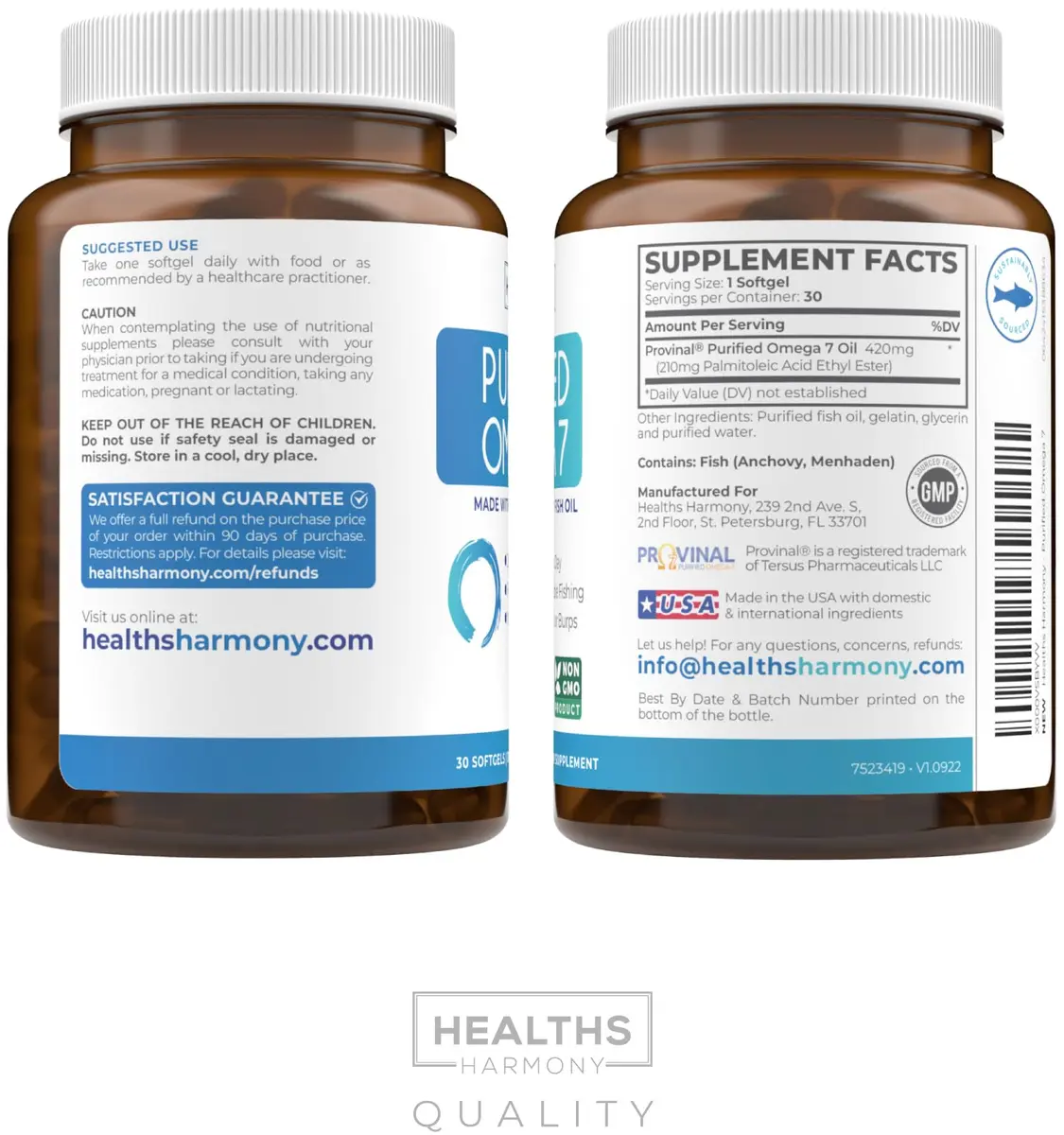 Healths Harmony Omega 7 Supplement 30 Softgels | Purity & Potency from Provinal (1 Month Supply) - view 8