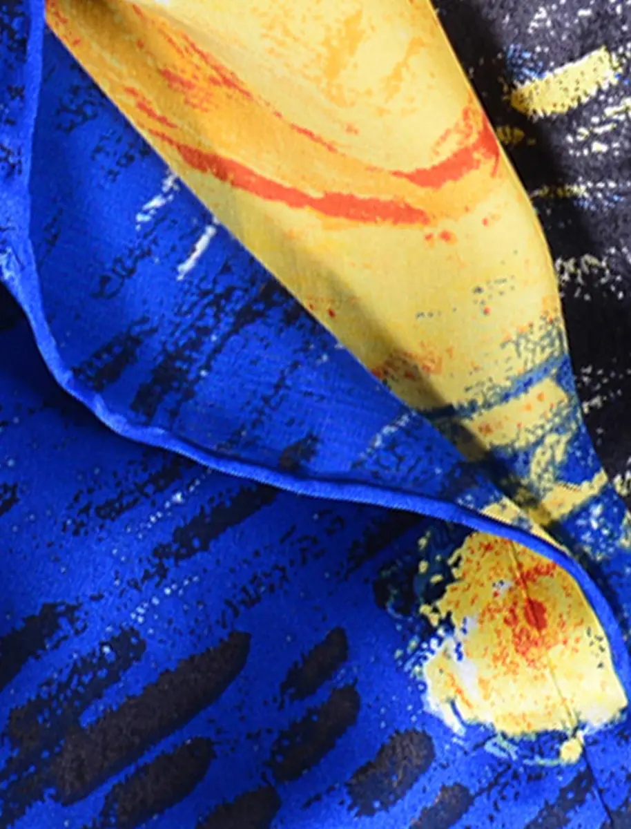 Salutto Women 100% Silk Scarves Van Gogh Starry Night | Artistic Silk Accessory for Women - view 5