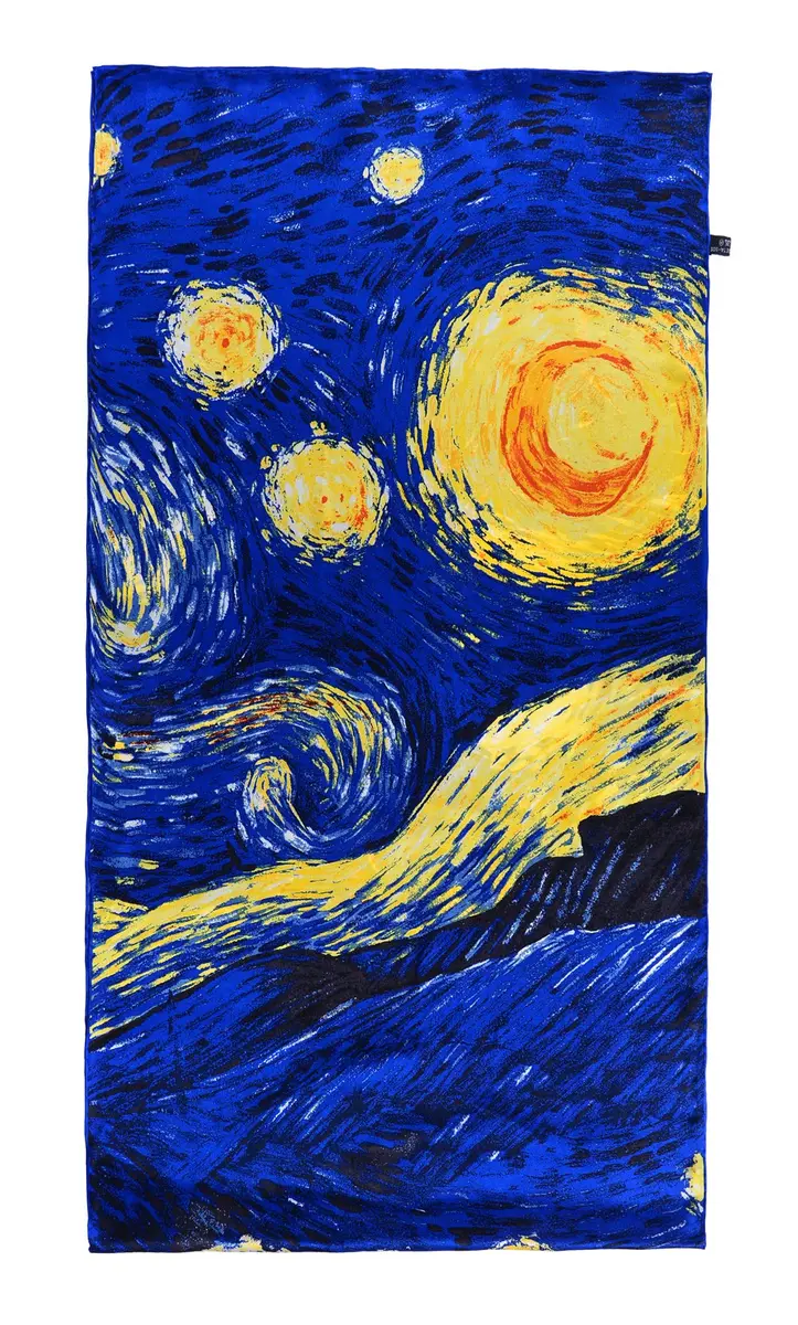 Salutto Women 100% Silk Scarves Van Gogh Starry Night | Artistic Silk Accessory for Women - view 3