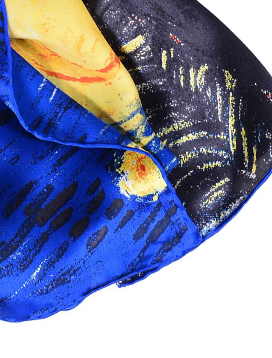 Salutto Women 100% Silk Scarves Van Gogh Starry Night | Artistic Silk Accessory for Women - view 4