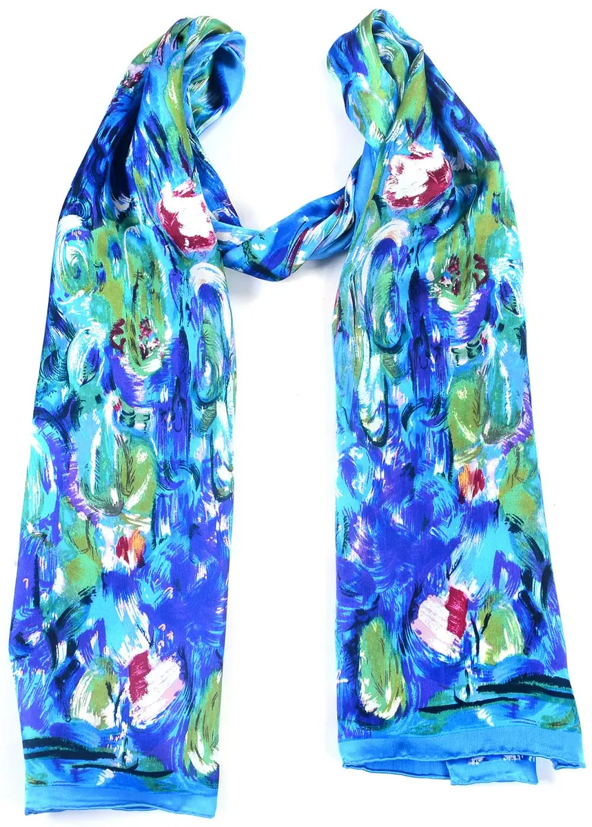 Salutto Women 100% Silk Scarves PaintedLotus Pond Scarf | Floral Artwork on Silk Charmeuse - view 2