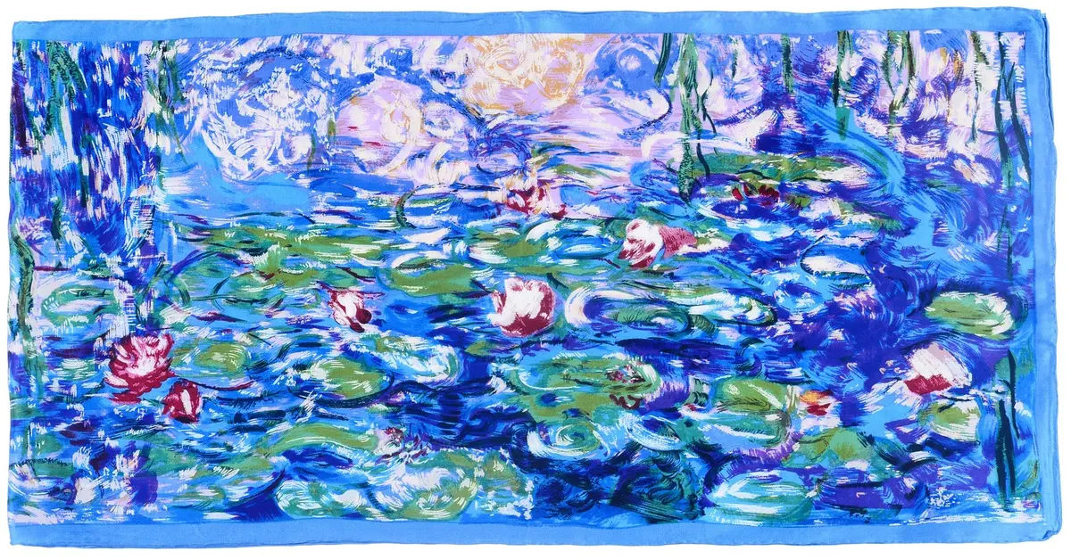 Salutto Women 100% Silk Scarves PaintedLotus Pond Scarf | Floral Artwork on Silk Charmeuse - view 3