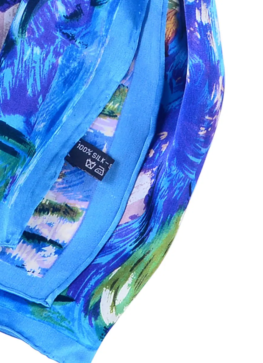 Salutto Women 100% Silk Scarves PaintedLotus Pond Scarf | Floral Artwork on Silk Charmeuse - view 4