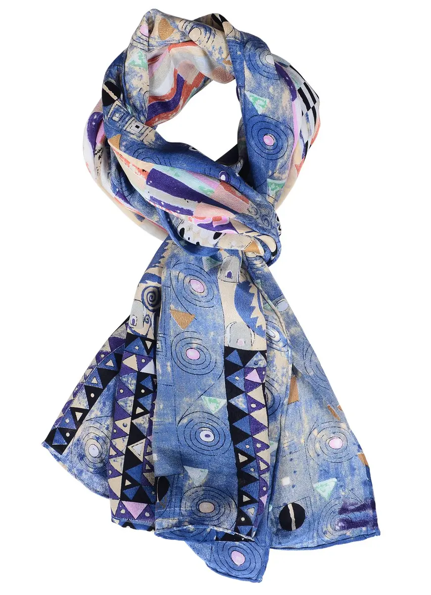 Salutto Blue Silk Scarf | Van Gogh Painted Art, 60x16.5in, Perfect for Elegant Occasions - main product image