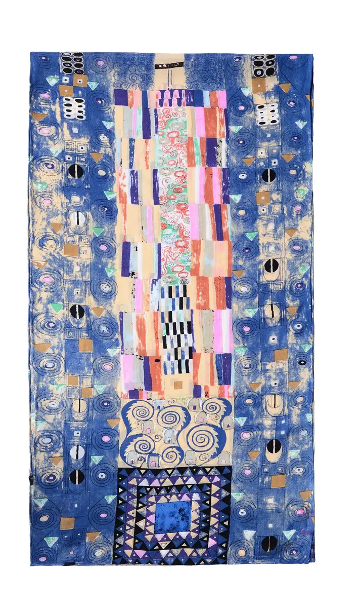 Salutto Blue Silk Scarf | Van Gogh Painted Art, 60x16.5in, Perfect for Elegant Occasions - view 3