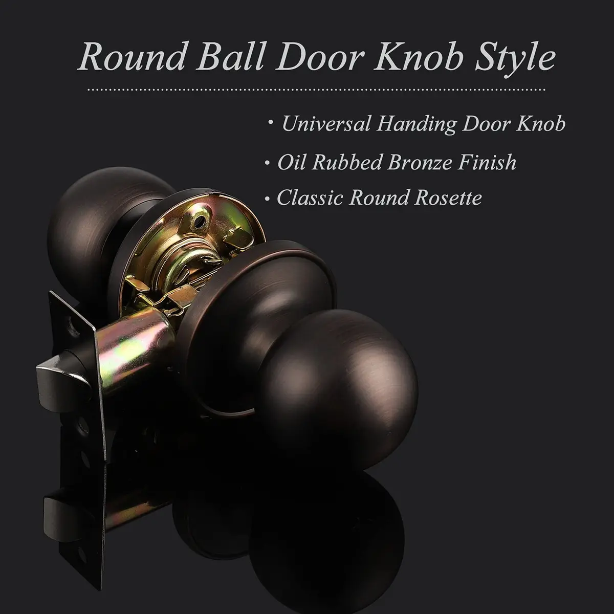 Probrico Passage Door Knobs without Key in Oil Rubbed Bronze, 1 Pack | Adjustable Latch for 2-3/8" or 2-3/4" Backset - view 5