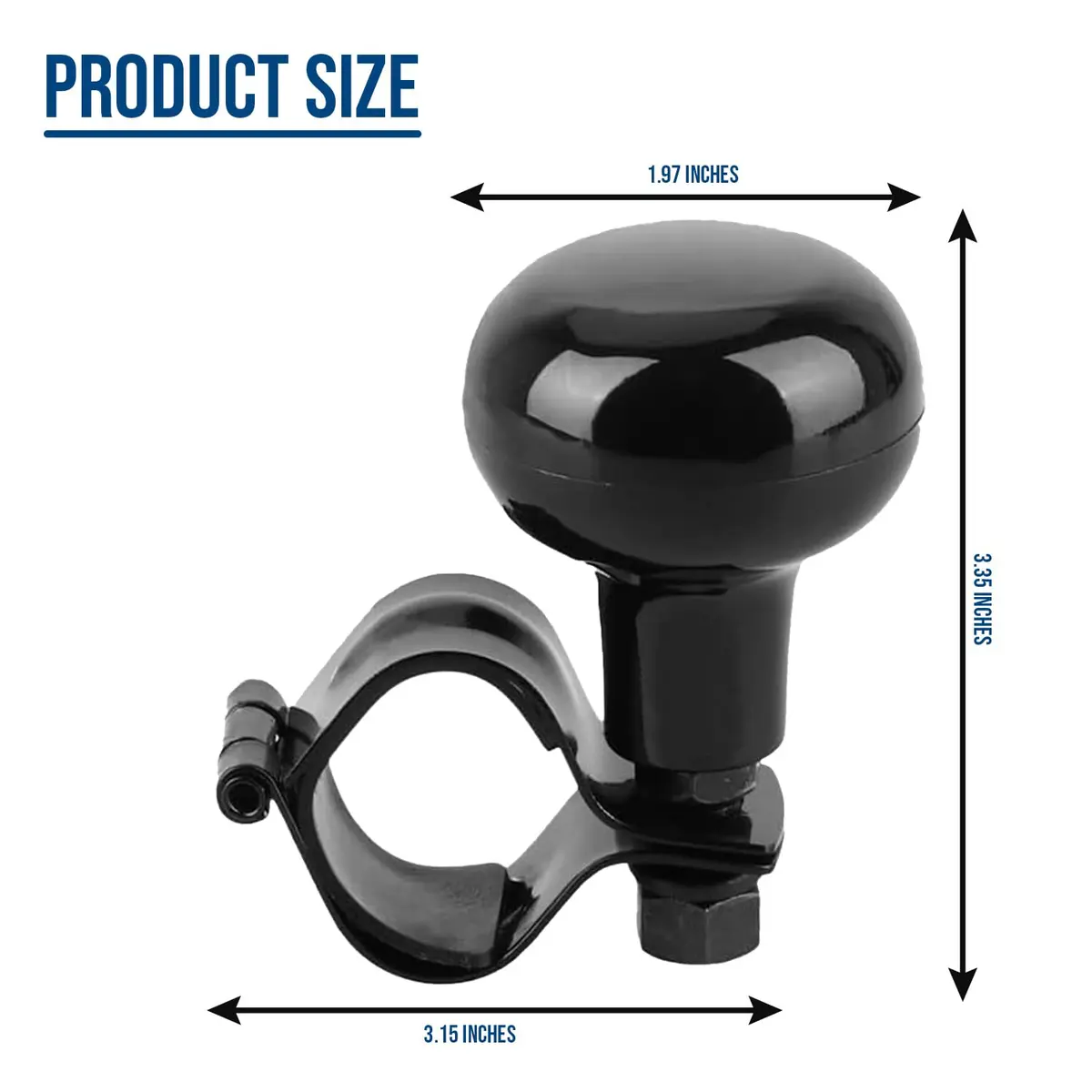 Zento Deals Black Steering Wheel Spinner in India | Universal Fit Power Handle (15 inches) - view 3