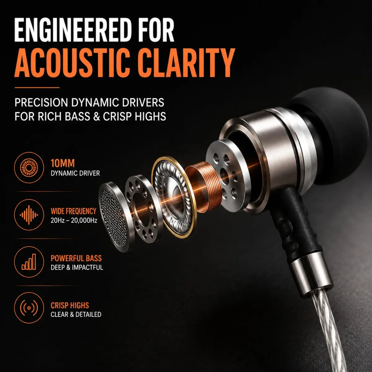 Sephia SP3060 Wired In-Ear Headphones with 10mm Neodymium Drivers, 1.2m Cord, 3.5mm Jack | Bass Driven Audio for Music & Calls - view 6