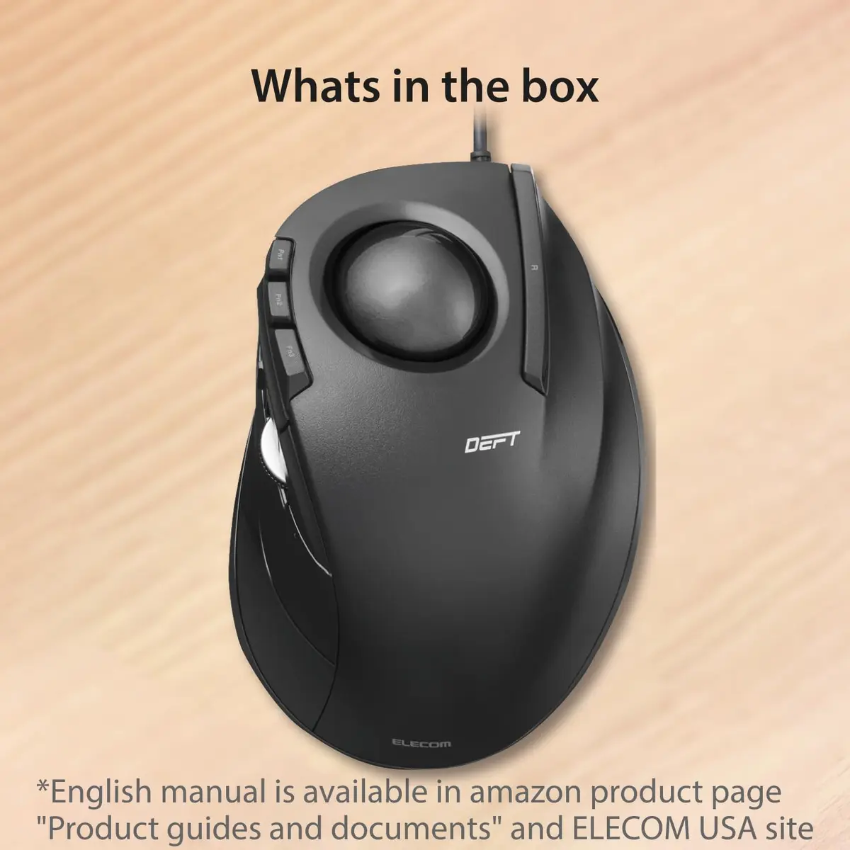 ELECOM DEFT Trackball Mouse Wired Finger Control 8-Button Function 94.7mm x 124.4mm x 47.9mm - view 8