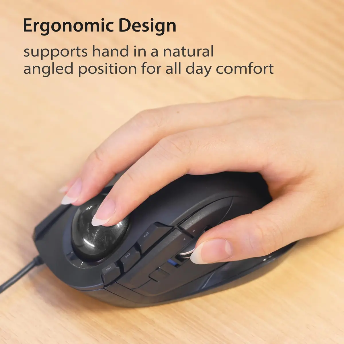 ELECOM DEFT Trackball Mouse Wired Finger Control 8-Button Function 94.7mm x 124.4mm x 47.9mm - view 3