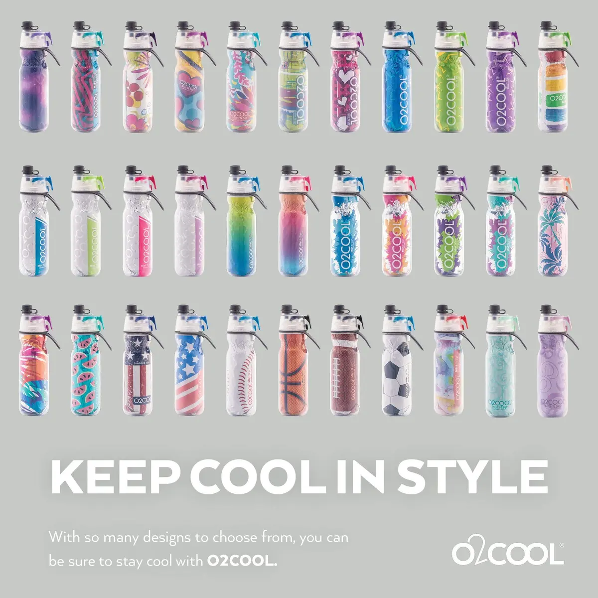 O2COOL Mist N Sip 20 oz (591 ml) Misting Reusable Sports Water Bottle Patriot | Keeps Cold 50% Longer - view 7