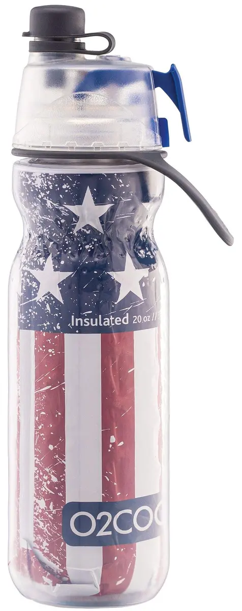 O2COOL Mist N Sip 20 oz (591 ml) Misting Reusable Sports Water Bottle Patriot | Keeps Cold 50% Longer - view 2