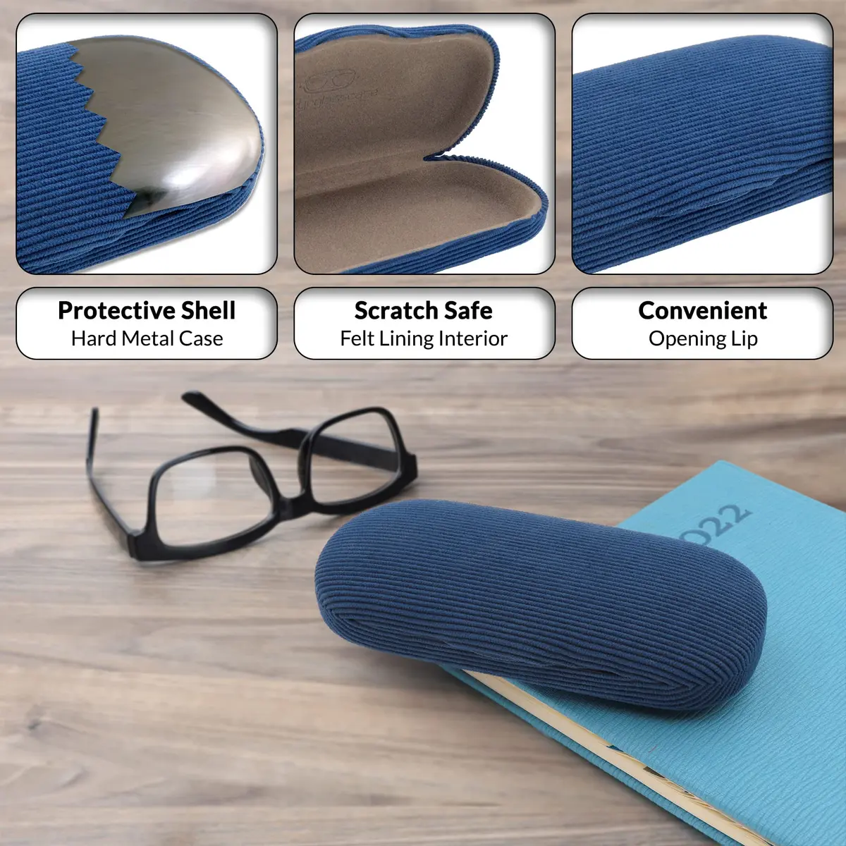 MyEyeglassCase Small to Medium Frame Hard Eyeglass Case | Microfiber Cloth & Pouch - view 3