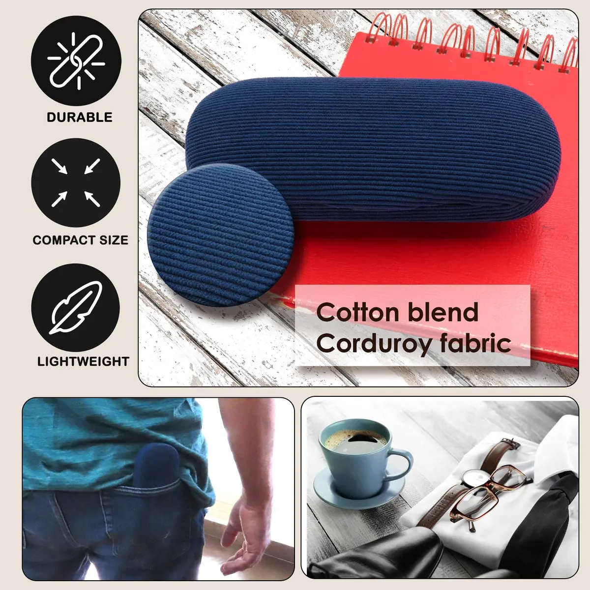 MyEyeglassCase Small to Medium Frame Hard Eyeglass Case | Microfiber Cloth & Pouch - view 4