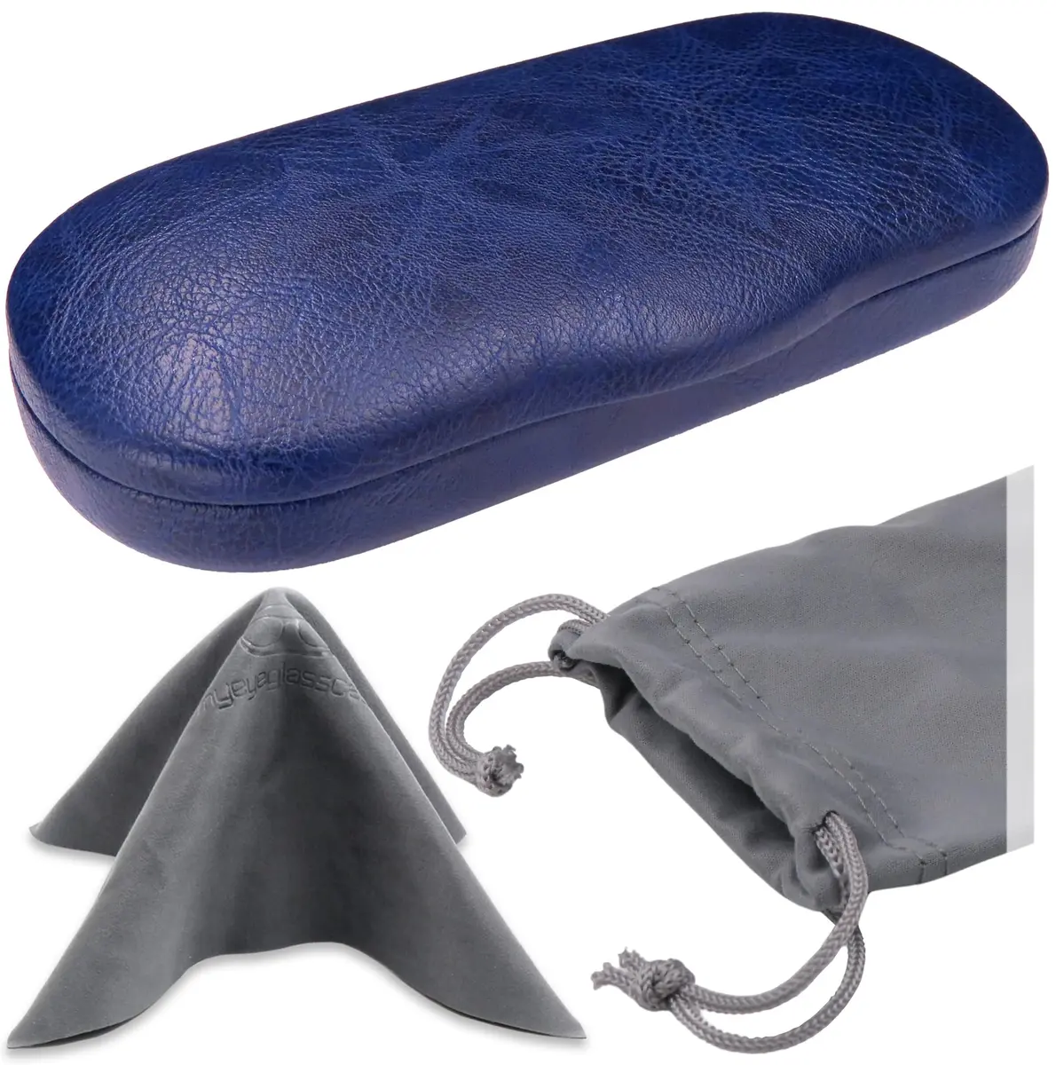 MyEyeglassCase Men Hard Eyeglass Case | Slim Navy Blue Shell for Small to Medium Frames - main product image