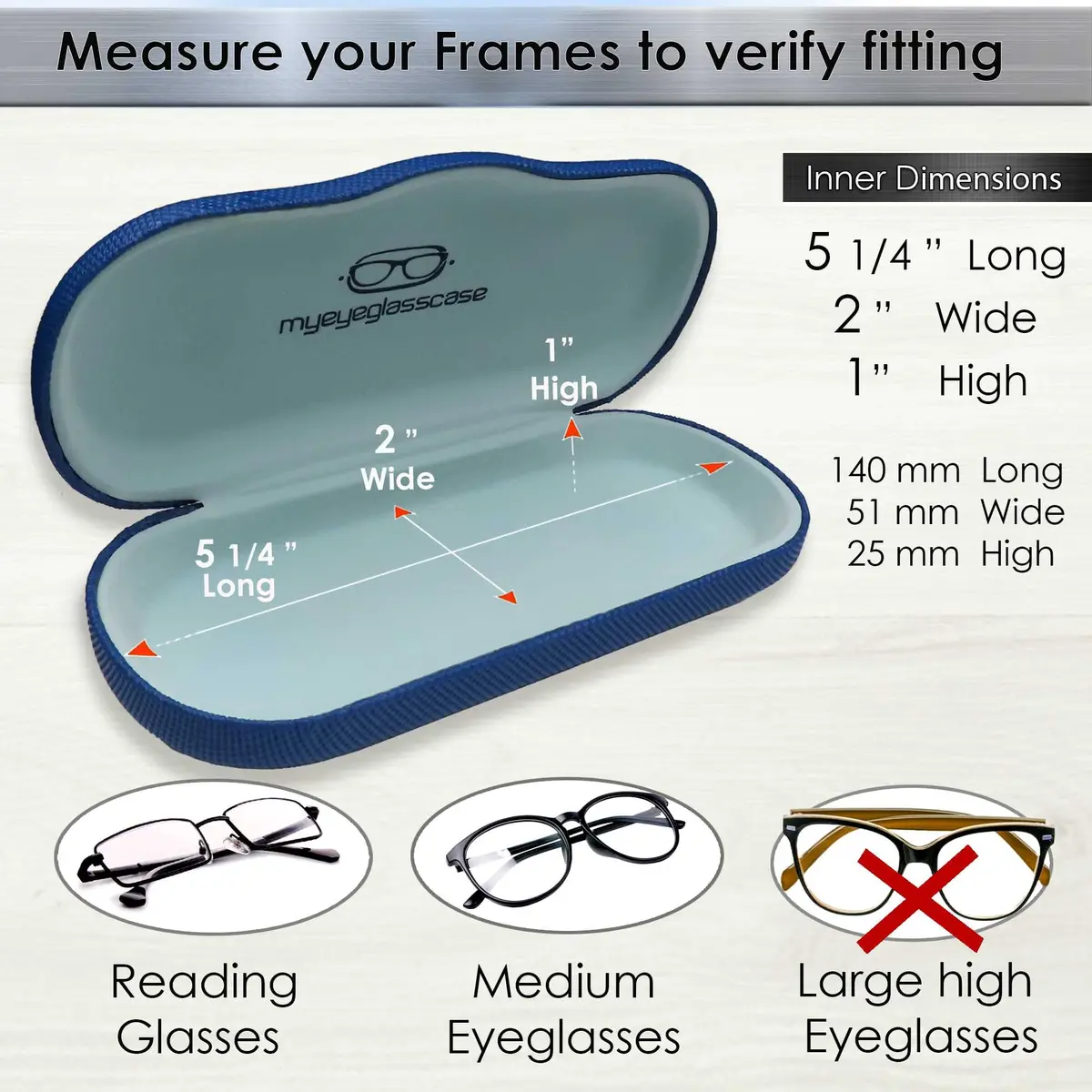 MyEyeglassCase Men Hard Eyeglass Case | Slim Navy Blue Shell for Small to Medium Frames - view 5