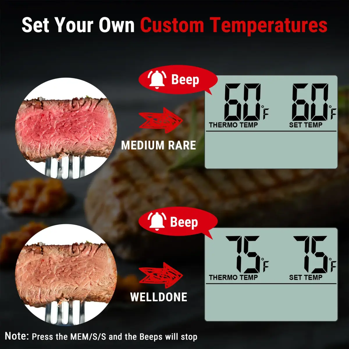 TempPro TP16 Large LCD Digital Meat Thermometer with Stainless Steel Probe | Cooks Meats Perfectly Every Time - view 4