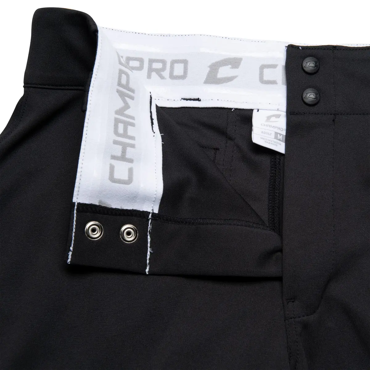Champro Adult Triple Crown OB Open-Bottom Loose-Fit Baseball Pant in Solid Color with Adjustable Inseam and Reinforced Sliding Areas, Black, Large - view 5