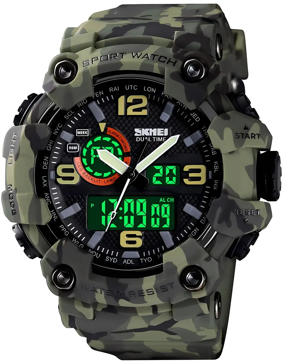 Gosasa Men's Large Face Outdoor Sports Watch 56mm (2.2in) | Dual Time Analog-Digital Display - main product image