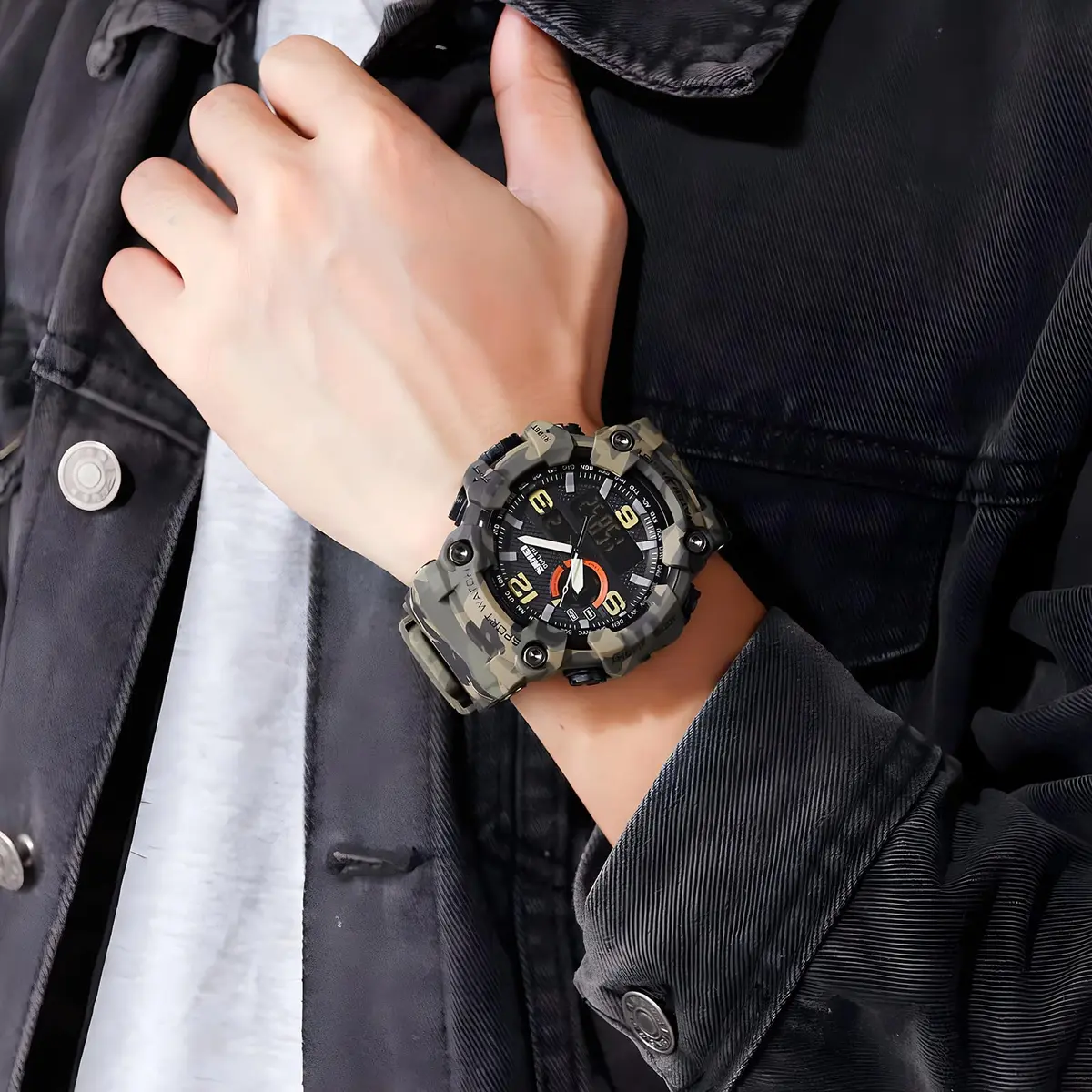 Gosasa Men's Large Face Outdoor Sports Watch 56mm (2.2in) | Dual Time Analog-Digital Display - view 2