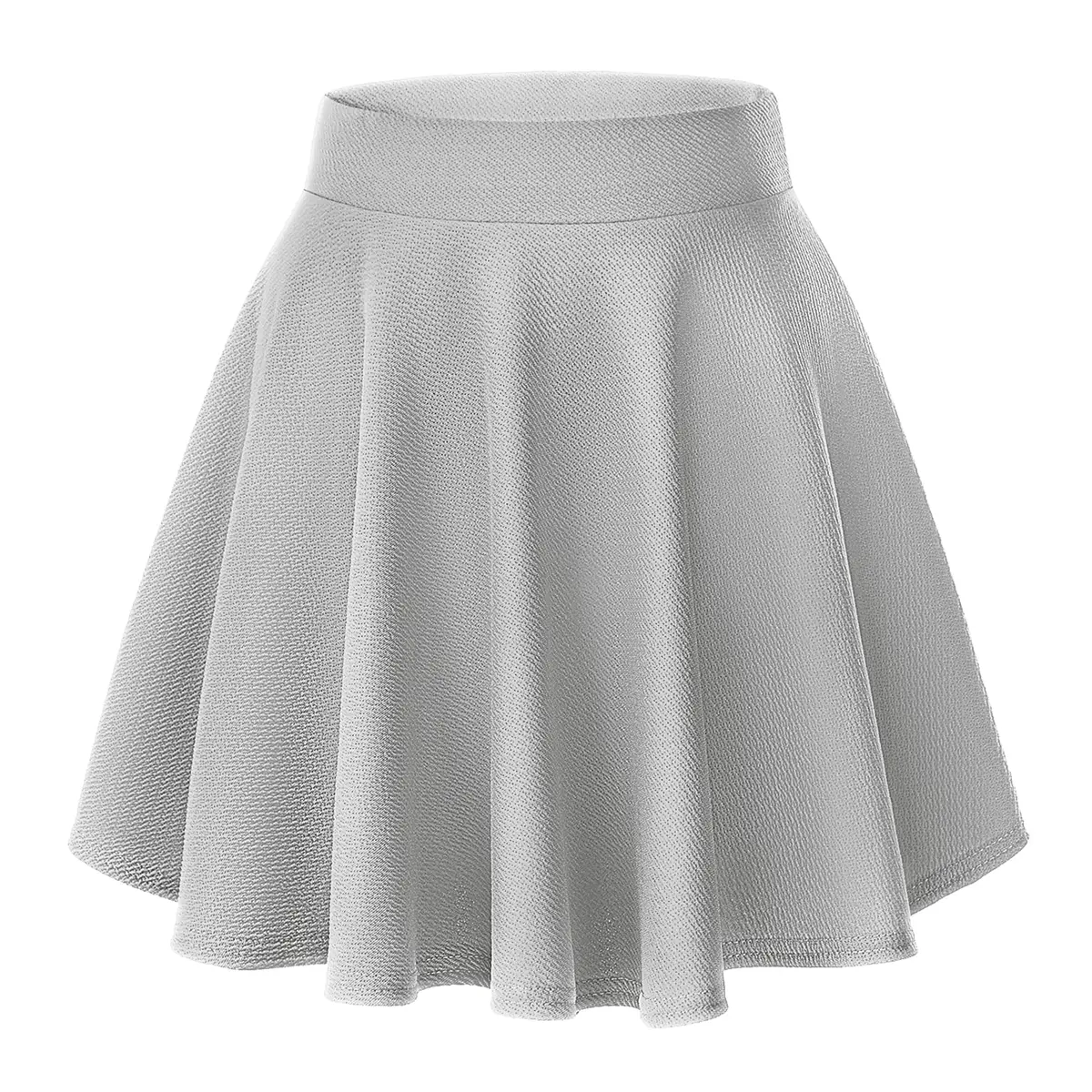 Urban CoCo Women's Basic Versatile Stretchy Flared Casual Mini Skater Skirt (Grey, M) | Comfortable & Stylish - main product image