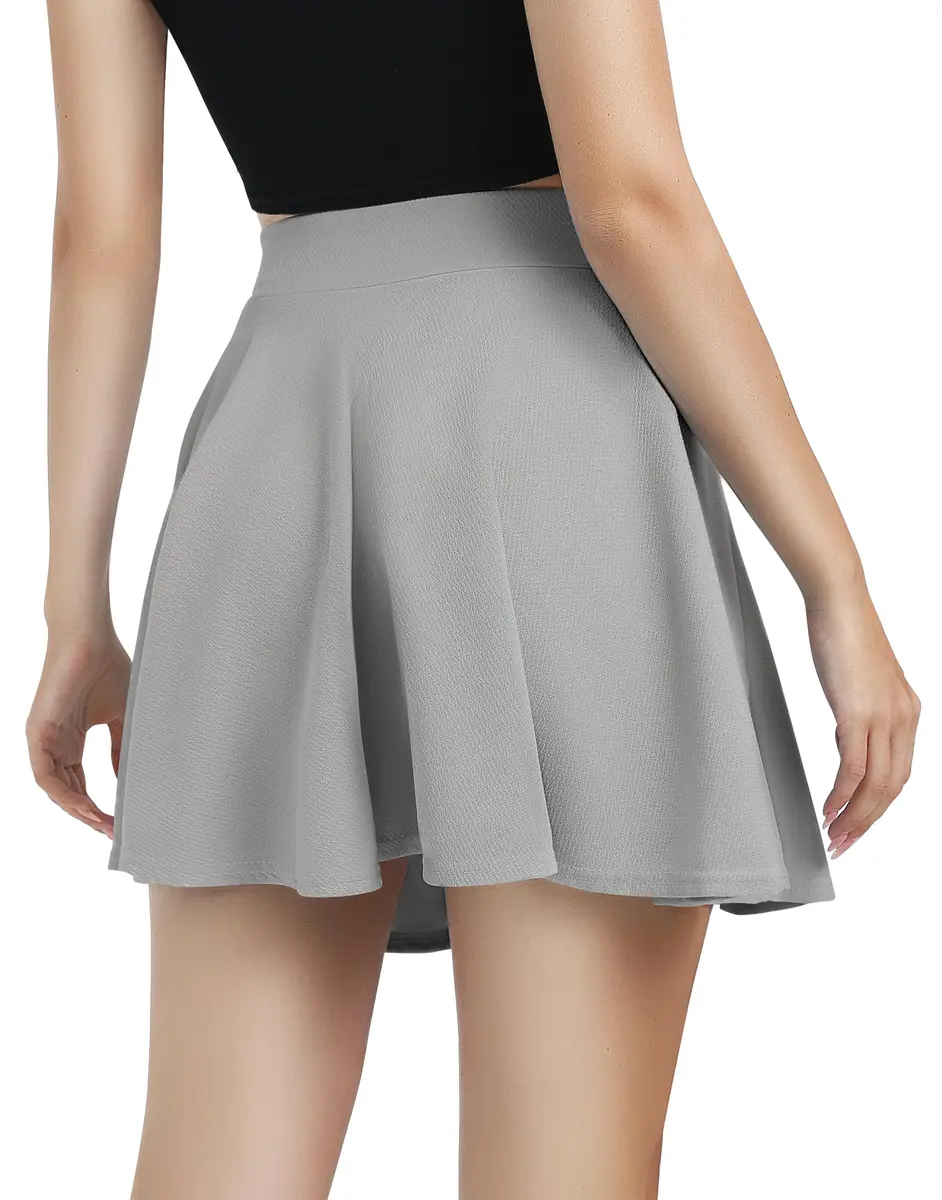 Urban CoCo Women's Basic Versatile Stretchy Flared Casual Mini Skater Skirt (Grey, M) | Comfortable & Stylish - view 6