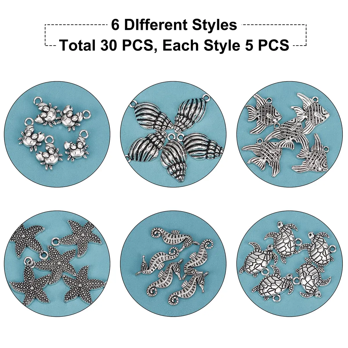 PH PandaHall Ocean Animal Charms 30pcs | Summer Sea Creatures Pendant for Jewelry - view 7