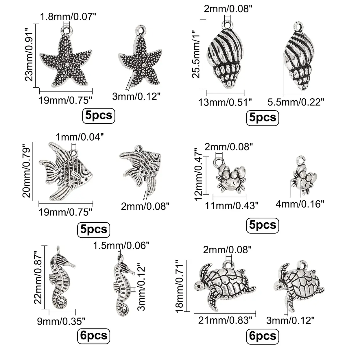 PH PandaHall Ocean Animal Charms 30pcs | Summer Sea Creatures Pendant for Jewelry - view 3