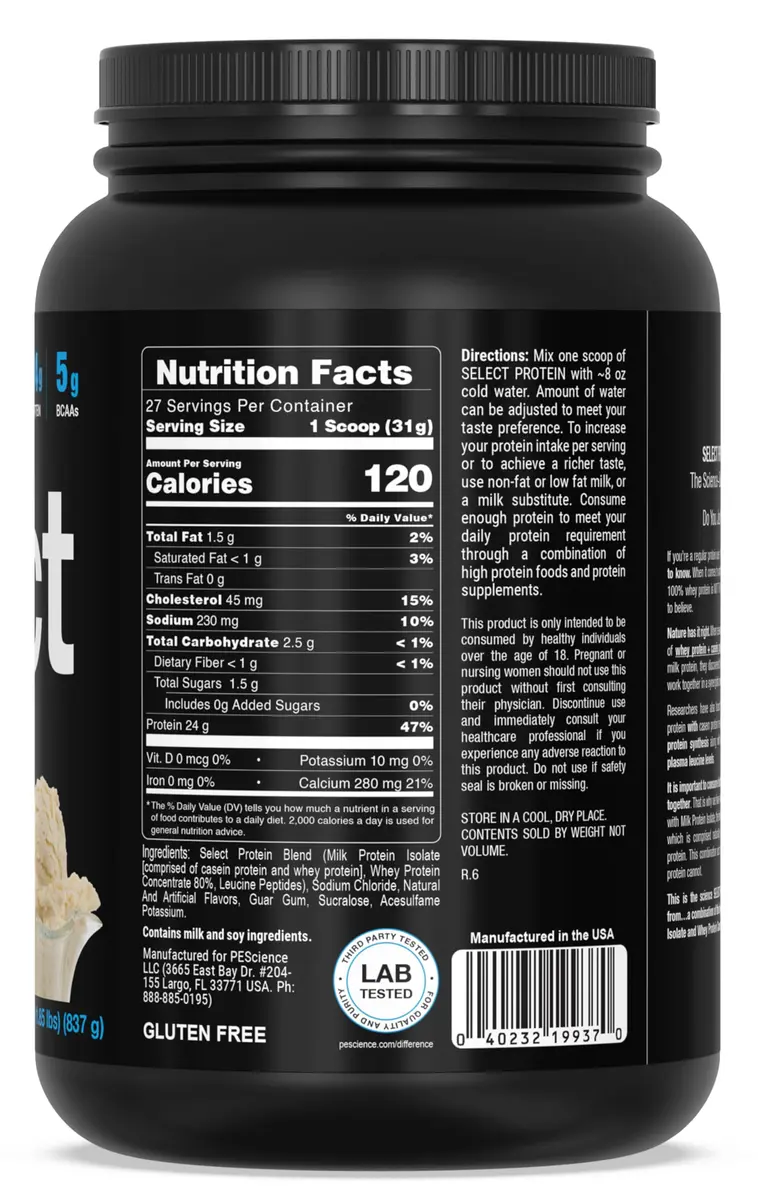 PEScience Select Protein Powder, Gourmet Vanilla, 27 Servings | Premium Milk Protein Blend for Lean Muscle - view 7