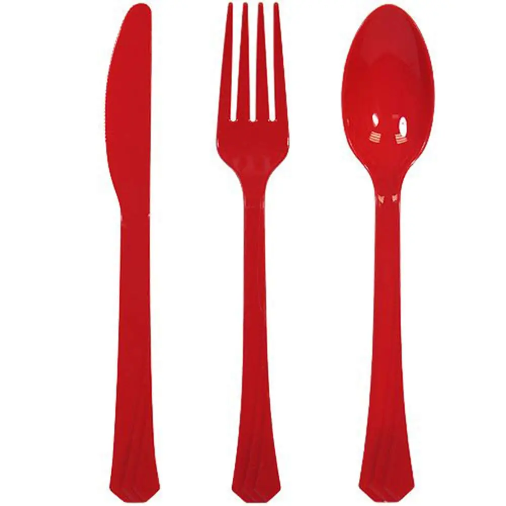 Tiger Chef Red Green White Christmas Flatware Set | Heavyweight Plastic Cutlery for Festive Gatherings - view 2