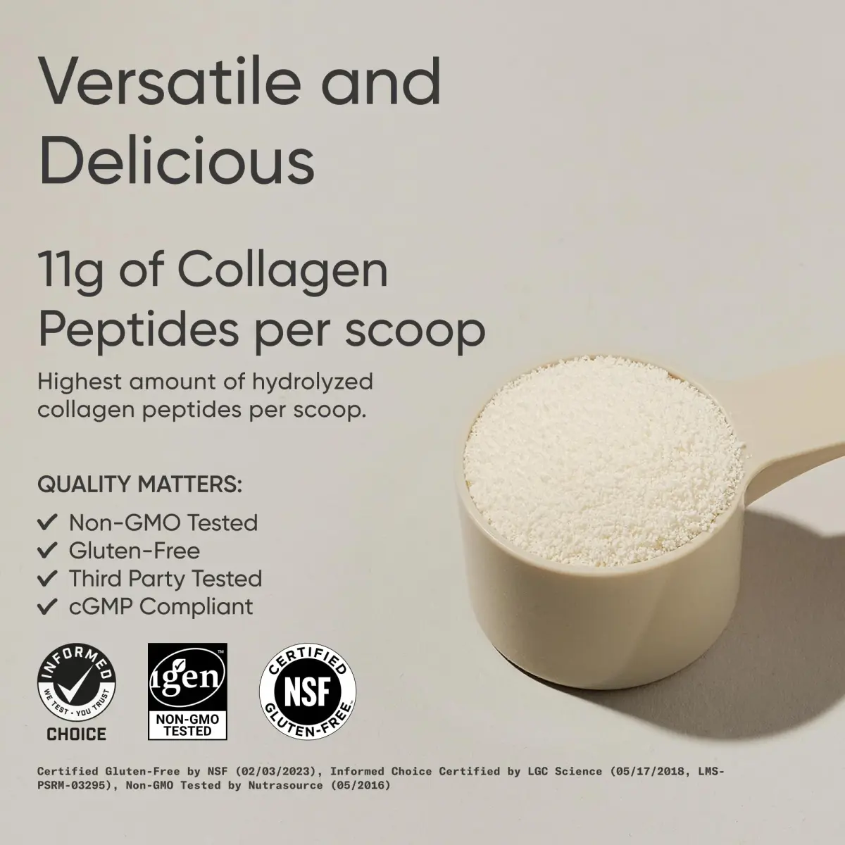 Sports Research Vanilla Collagen Peptides Protein Powder 480g (16.93oz) | 11g Type I & III Collagen per Scoop for Hair, Skin & Joints - view 2