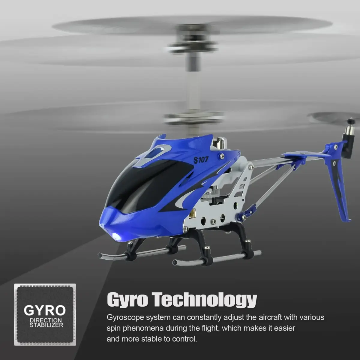 Cheerwing S107 Phantom Mini RC Helicopter Blue | 3-Channel Remote Control with Gyro System - view 3