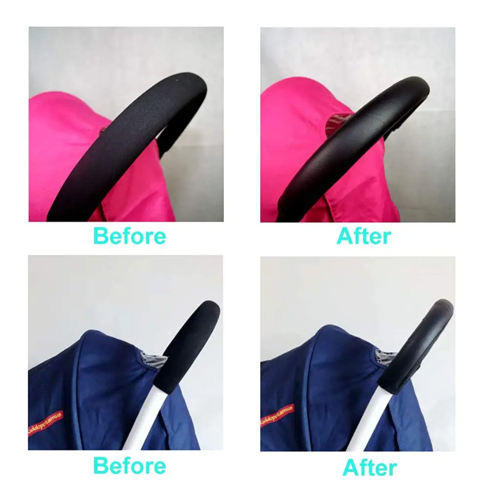 ROMIRUS PU Leather Handle Sleeve Cover for Babyzen YOYO2/YOYO+ Strollers, Black | Protects Original Handle - view 7