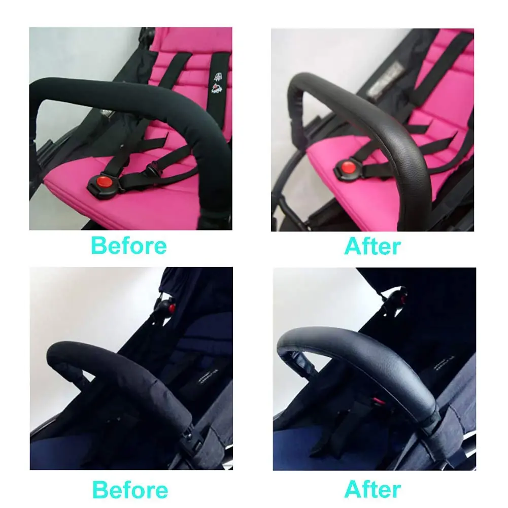 ROMIRUS PU Leather Handle Sleeve Cover for Babyzen YOYO2/YOYO+ Strollers, Black | Protects Original Handle - view 8
