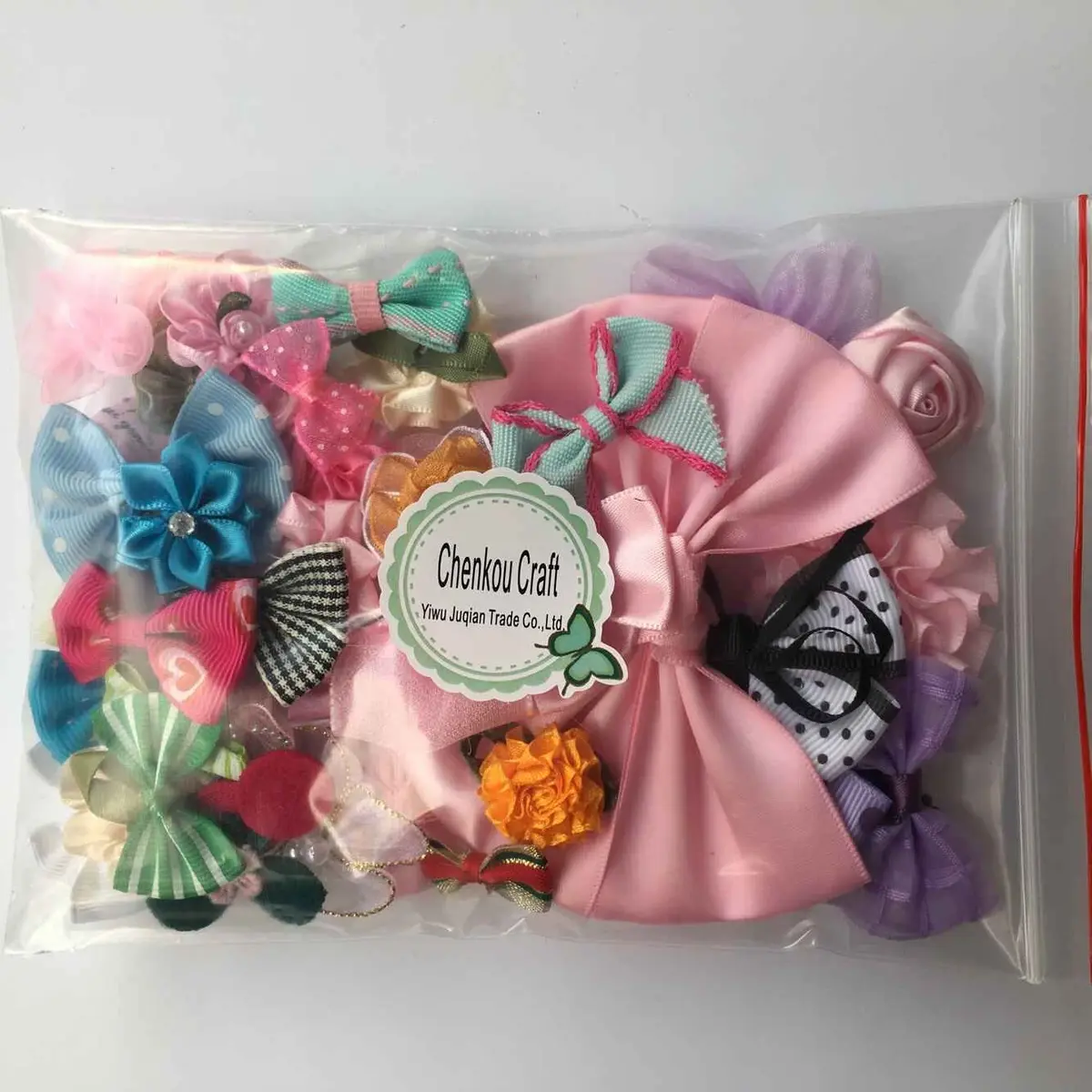 Chenkou Craft Mix Bulk 50pcs Ribbon Flowers Bows Craft Wedding Ornament Appliques | Satin, Mix, 14x1cm - view 2