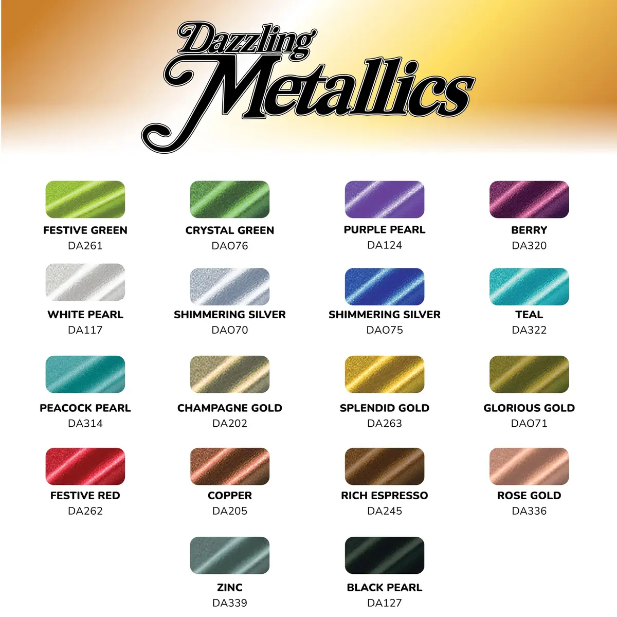 DecoArt Americana Acrylics Dazzling Metallics Paint Set 18 Colors 2 fl oz (50ml) Bottles | Non-Toxic Water-Based Craft Paint - view 2