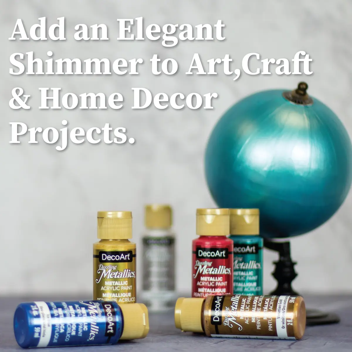 DecoArt Americana Acrylics Dazzling Metallics Paint Set 18 Colors 2 fl oz (50ml) Bottles | Non-Toxic Water-Based Craft Paint - view 3