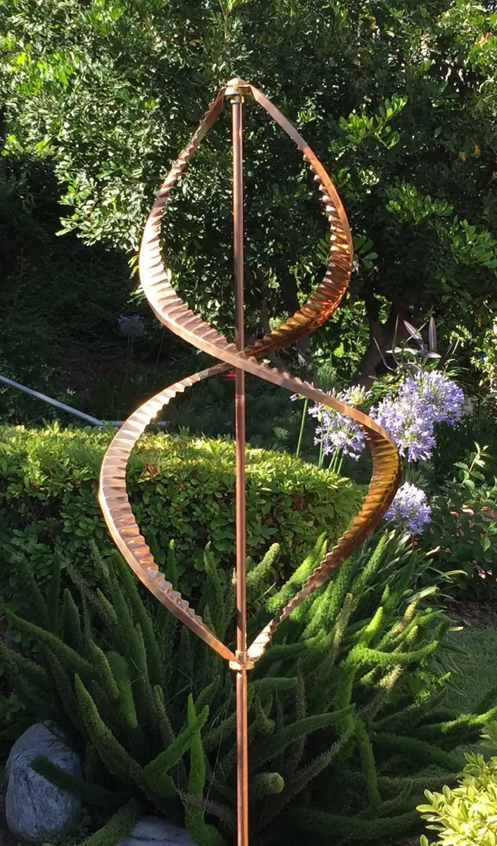 Stanwood Wind Sculpture Kinetic Dual Helix Copper | Heavy Duty Weatherproof Garden Art (7.5 ft) - view 2
