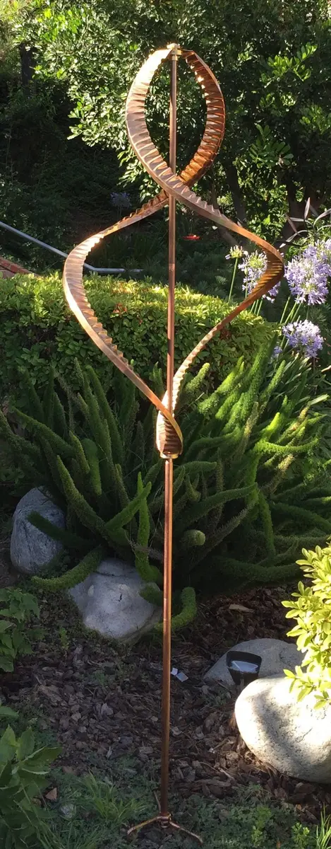 Stanwood Wind Sculpture Kinetic Dual Helix Copper | Heavy Duty Weatherproof Garden Art (7.5 ft) - view 4