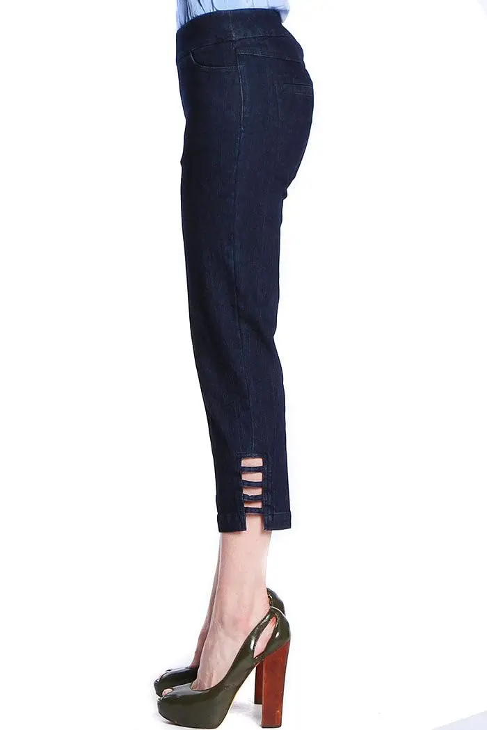 SLIM-SATION Women's Pull-On Crop Pants, Tummy Control, Slim Fit, Denim, 14 | Comfortable Slimming Fit with Tummy Support - view 2