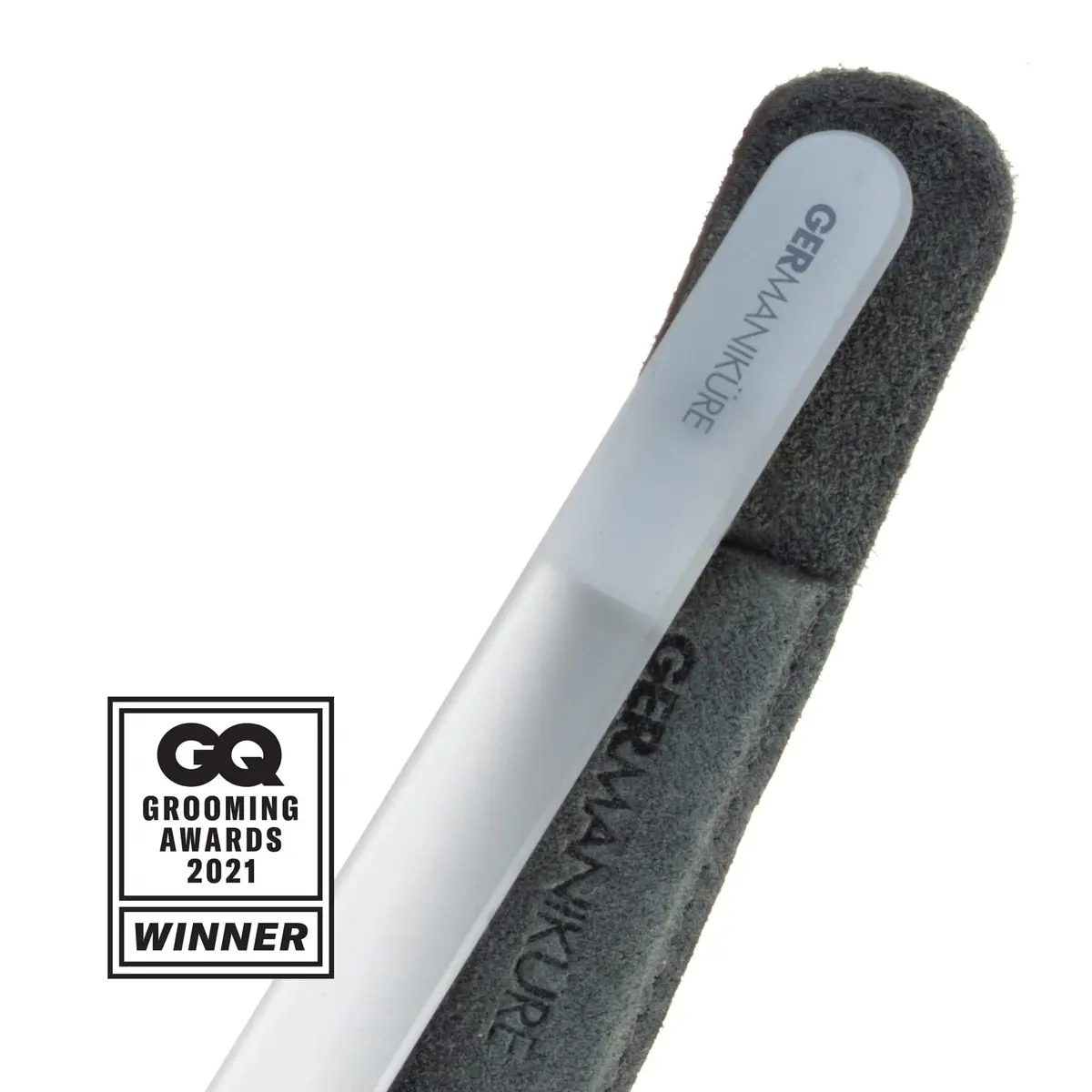 GERmanikure Glass Nail File & Cuticle Pusher Duo, White Nail File | Handcrafted Czech Glass for Natural & Acrylic Nails - view 3