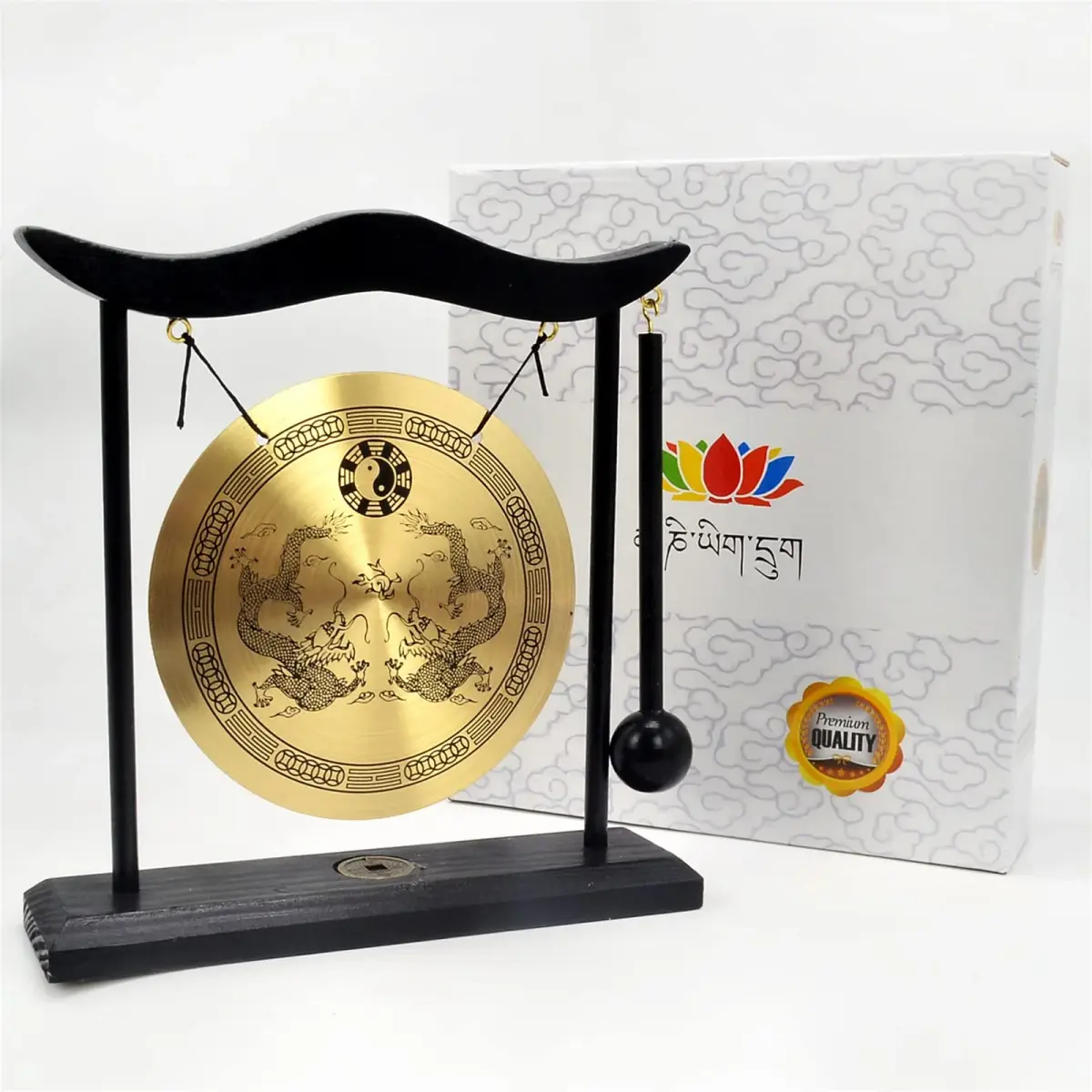 fengshuisale Zen Art Brass Desktop Gong H1303 19cm (7.5in) | Authentic Import for India - view 7