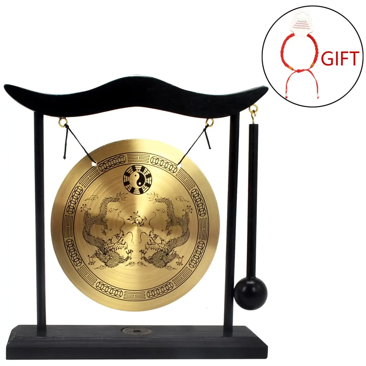 fengshuisale Zen Art Brass Desktop Gong H1303 19cm (7.5in) | Authentic Import for India - view 2