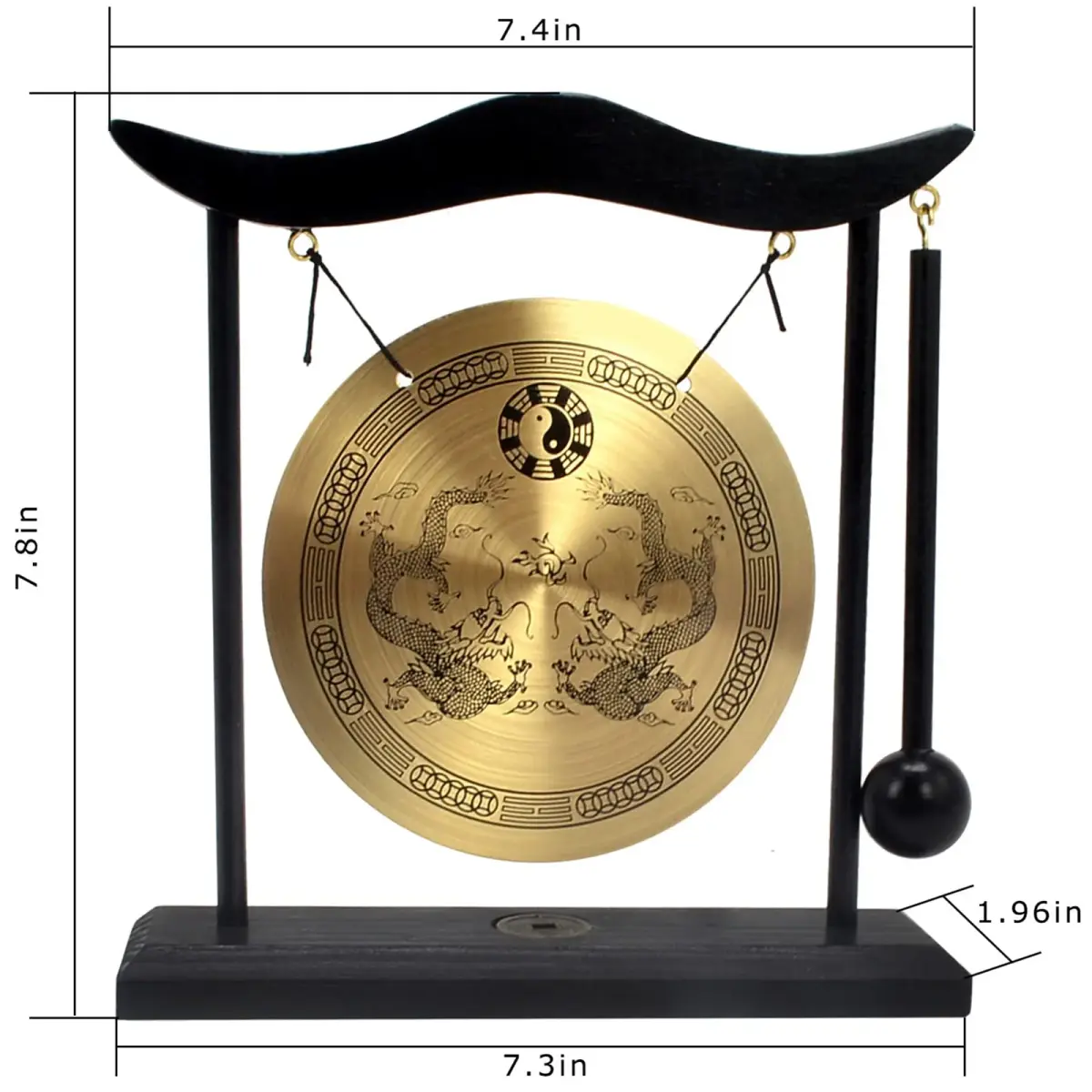 fengshuisale Zen Art Brass Desktop Gong H1303 19cm (7.5in) | Authentic Import for India - view 3