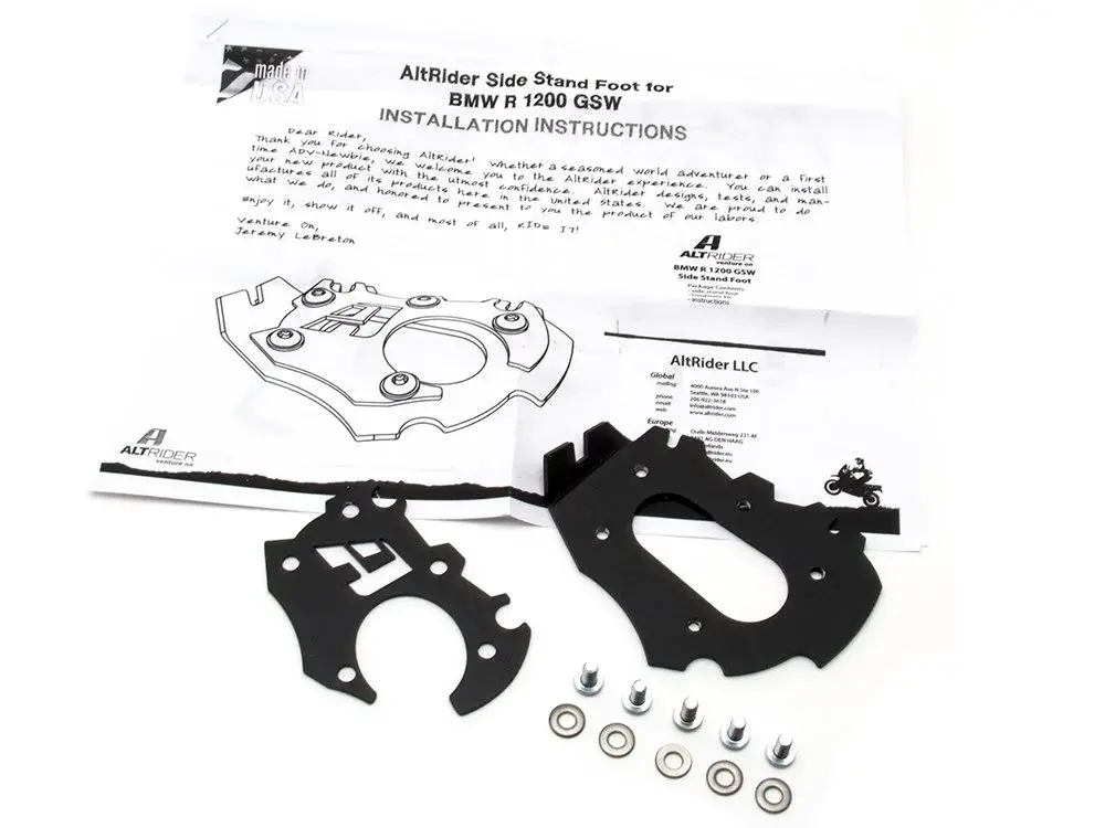 AltRider Side Stand Enlarger Foot for BMW R1200/R1250GS/A 2013-2024 Black | 1.5 cm (0.5 inch) Height Increase - view 6