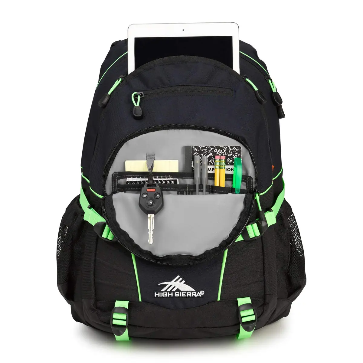High Sierra Loop Backpack, Travel or Work Bookbag with Tablet Sleeve, One Size, Midnight Blue/Black/Lime - view 2