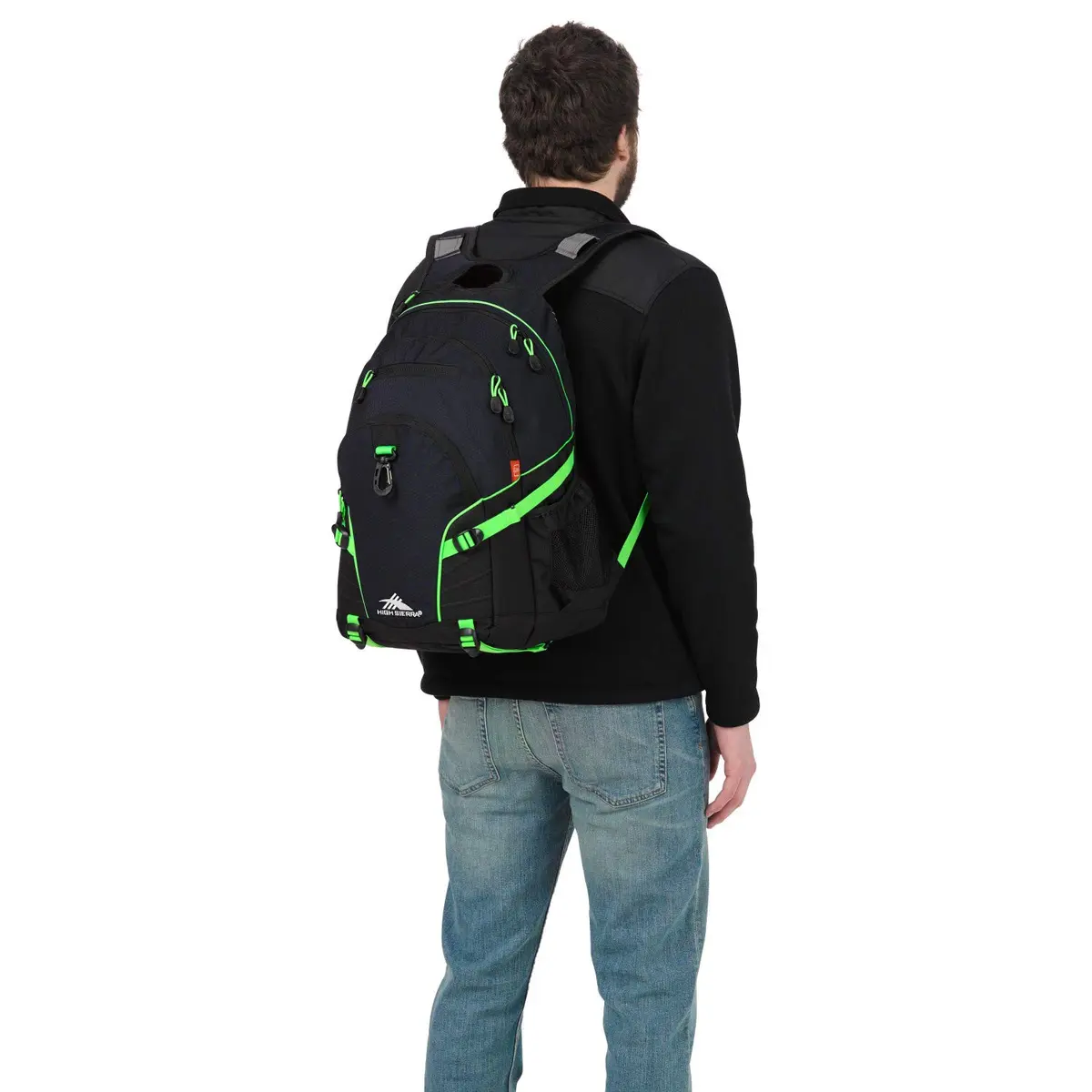 High Sierra Loop Backpack, Travel or Work Bookbag with Tablet Sleeve, One Size, Midnight Blue/Black/Lime - view 4